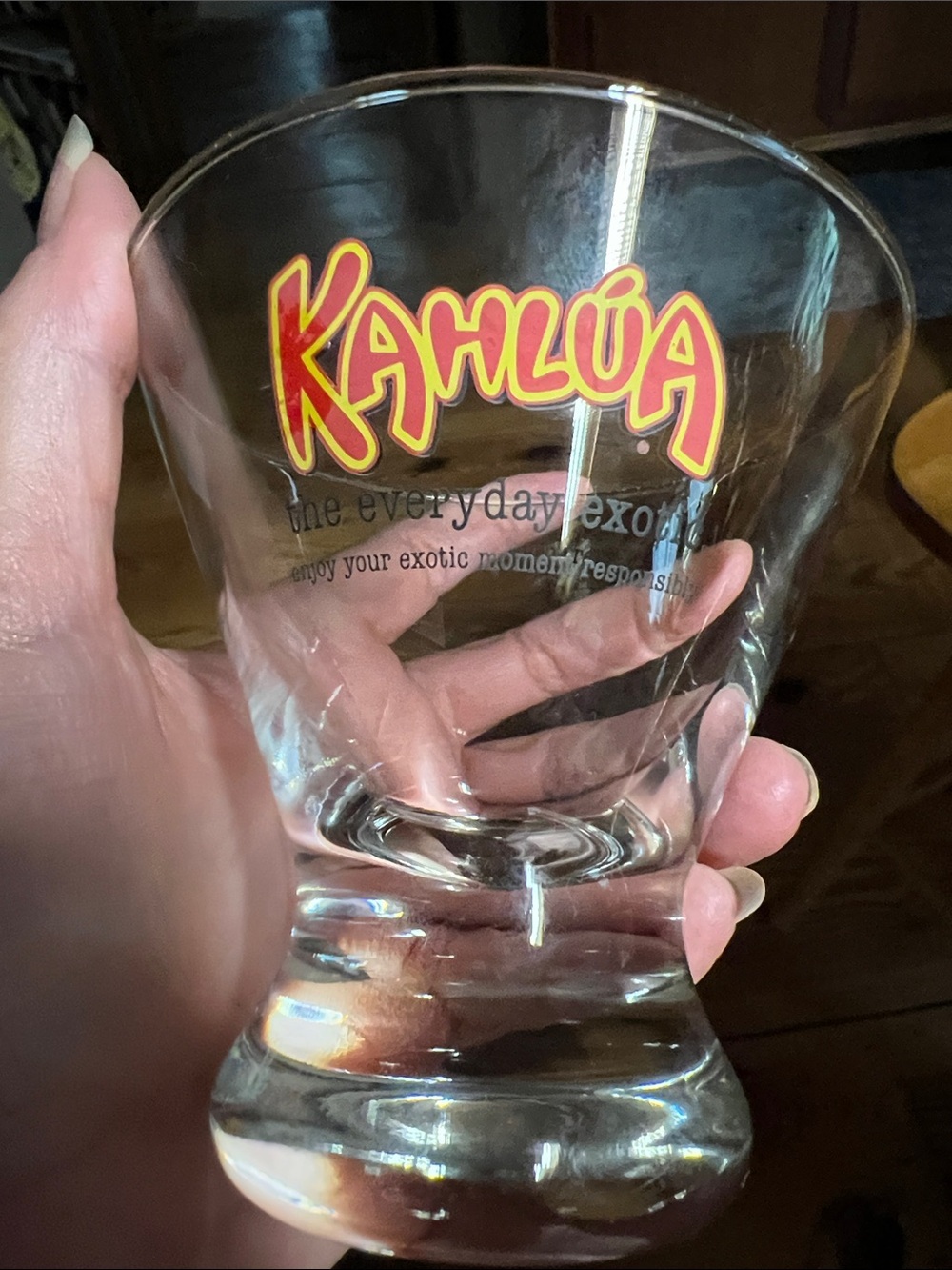 Two (2) Kahlua "The Everyday Exotic" 4" Flared Cocktail LowBall Glasses Barware